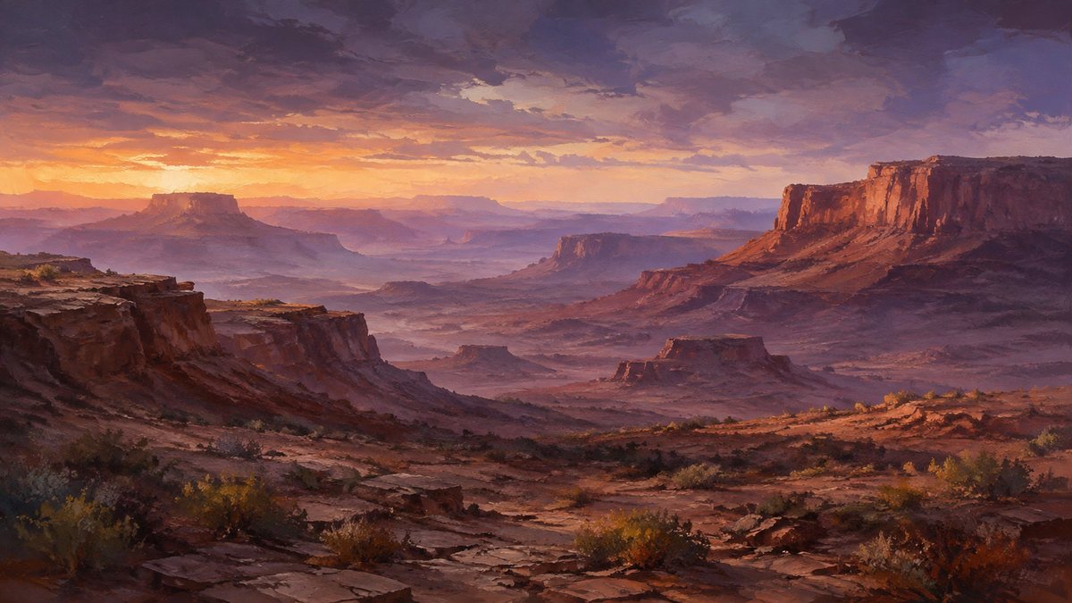 Sharp painterly desert canyon wallpaper at 4K